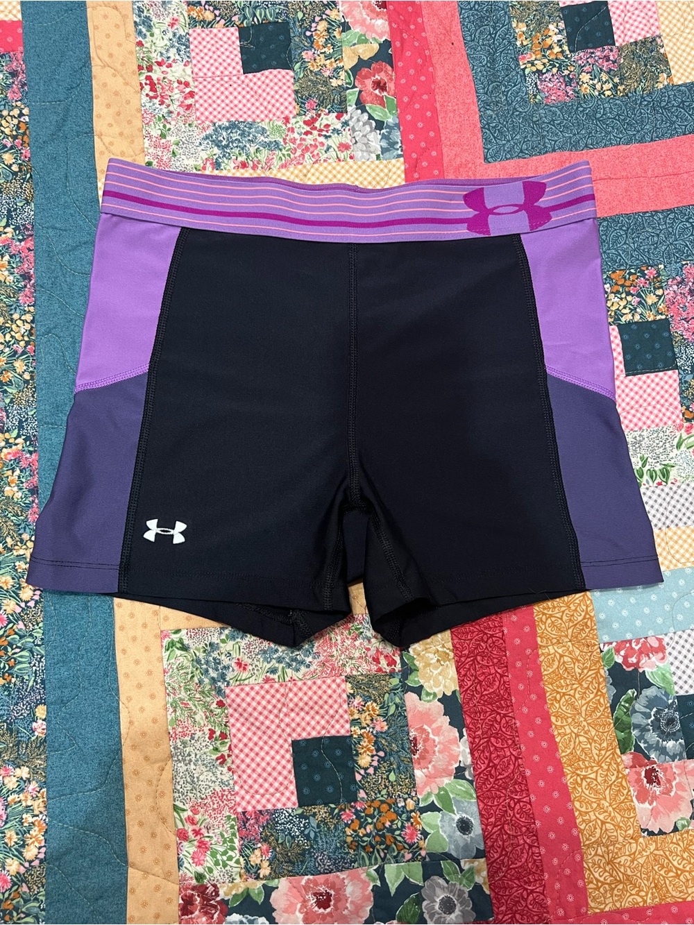 Under Armour Black and Purple Women’s Compression Shorts